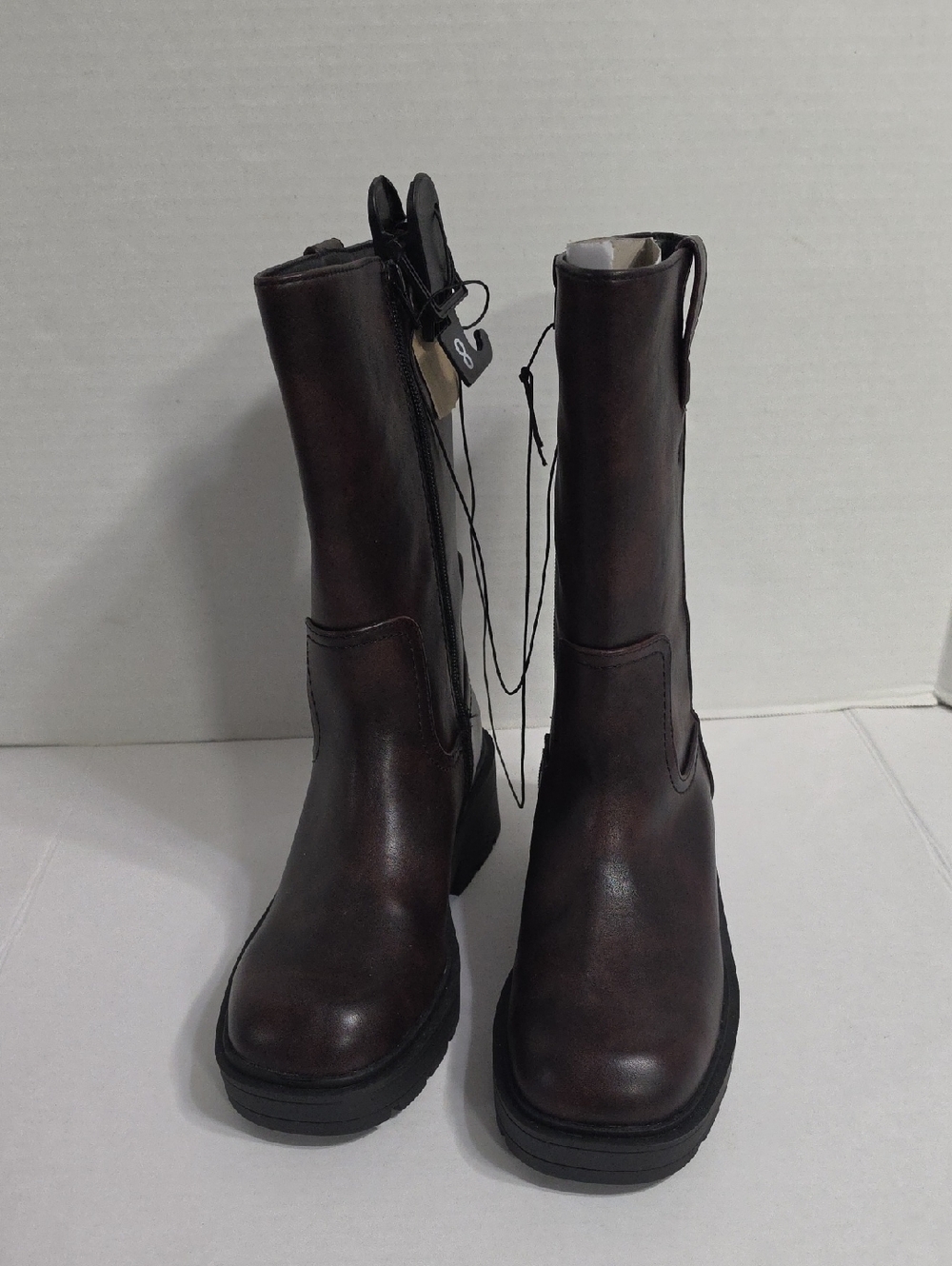 No Boundaries Women's Brown Mid-Calf FAUX Leather Boots Size 8 *NWT*